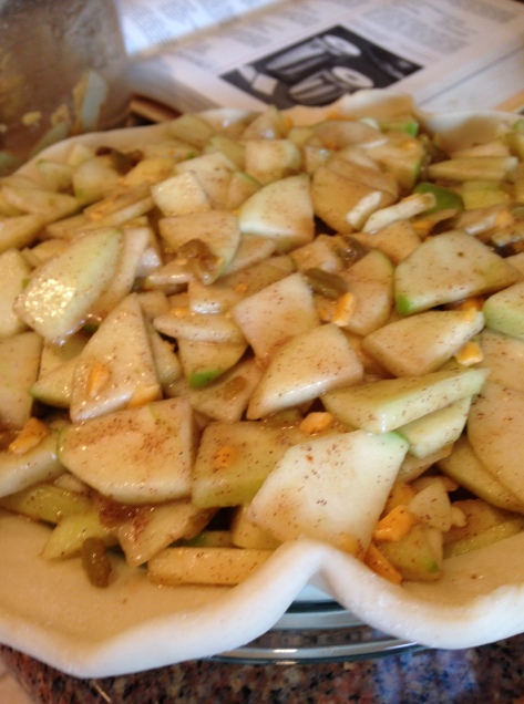 Green Chile Cheese Apple Pie ready to bake