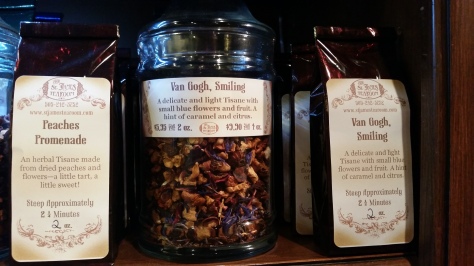 The gift shop sells a variety of loose teas with fun & unique names and flavors.